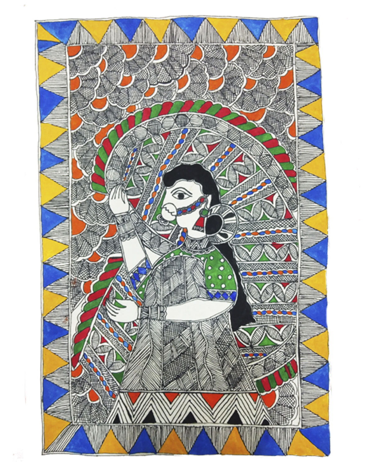Goddess Sita in Paalki-Madhubani Painting